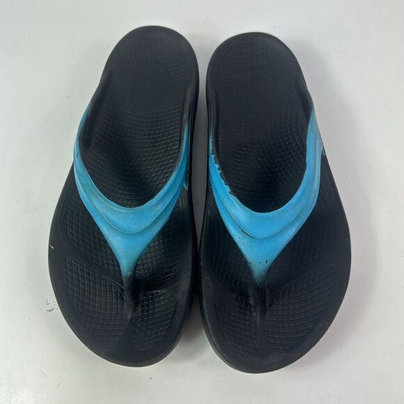 Oofos Oolala Luse Black/Blue Women's Sandals - Picture 11 of 15